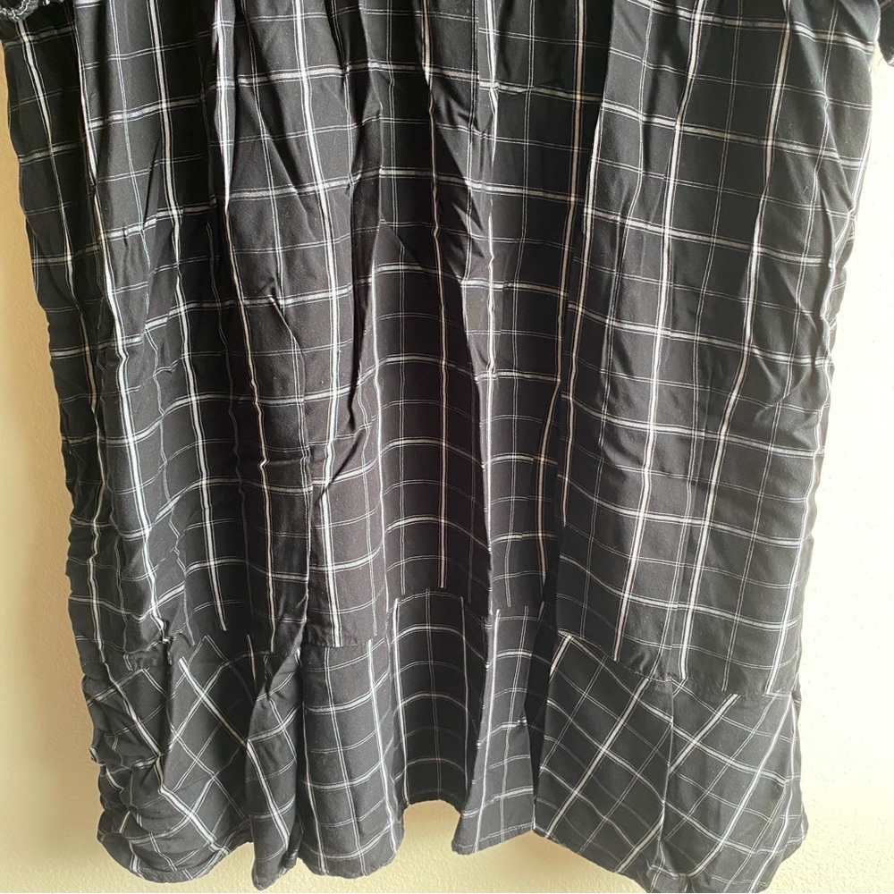 Old Navy Black Plaid Waist-Defined Tie-Neck Plus-Size Dress - Picture 14 of 16